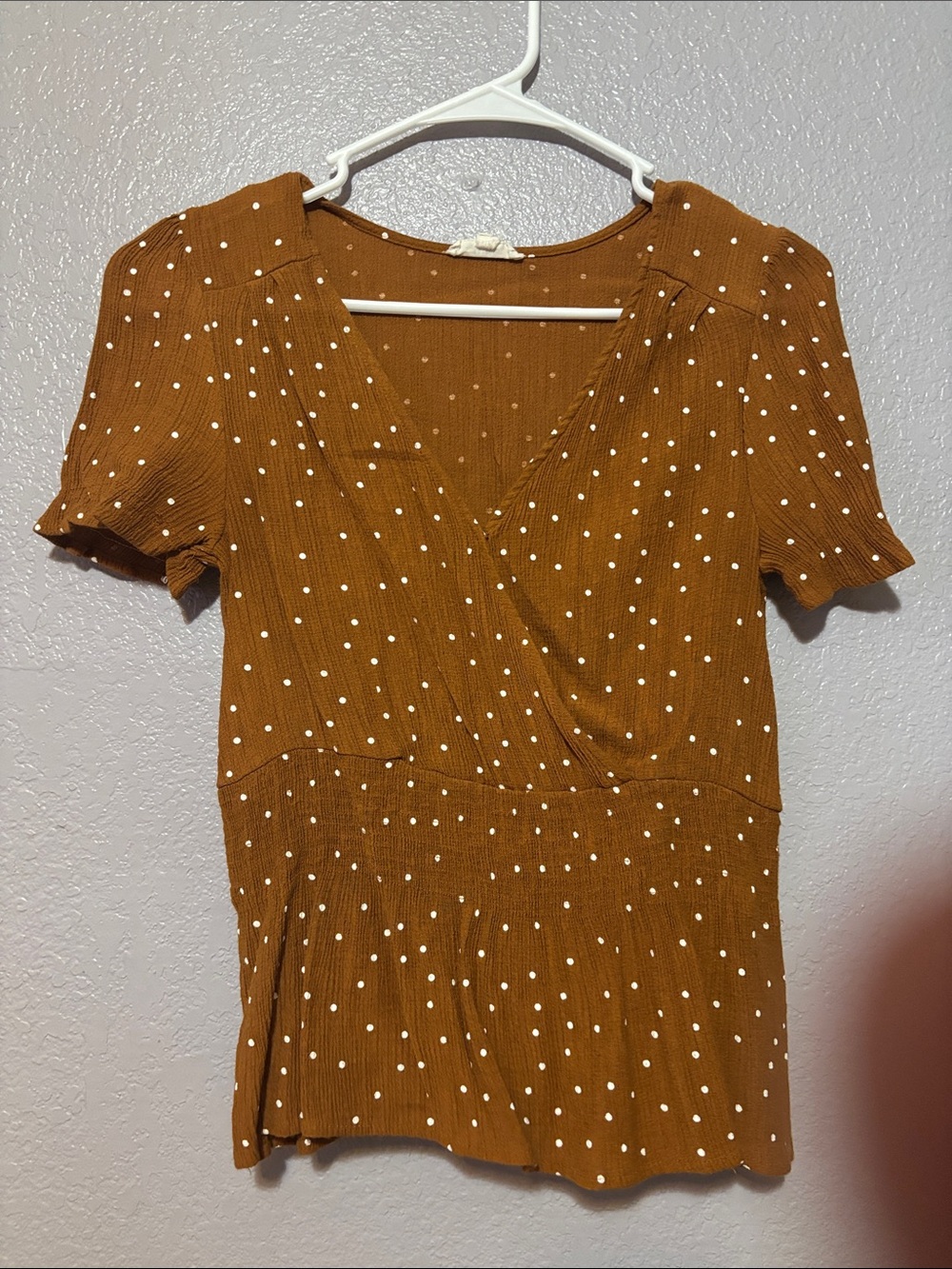 Mine Rust Polka Dot Wrap-Style Mini Dress